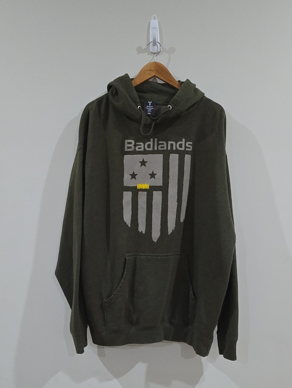 Badlands Hoodie Mens 2XL Green  yellow Pullover Fleece Long Sleeve Graphic Print